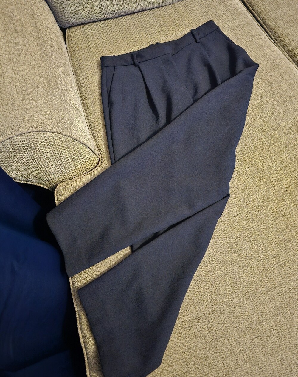 Banana Republic Navy Blue Double-Weave High-Rise Straight Dress Pants 10 Petite - Picture 3 of 9